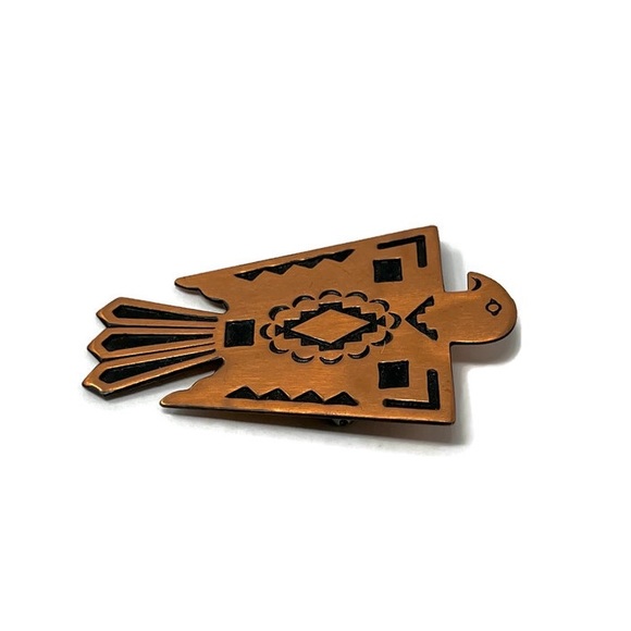 ✨VINTAGE✨Trading Post Copper Thunderbird Mid Century Southwest Brooch Pin - Picture 2 of 6